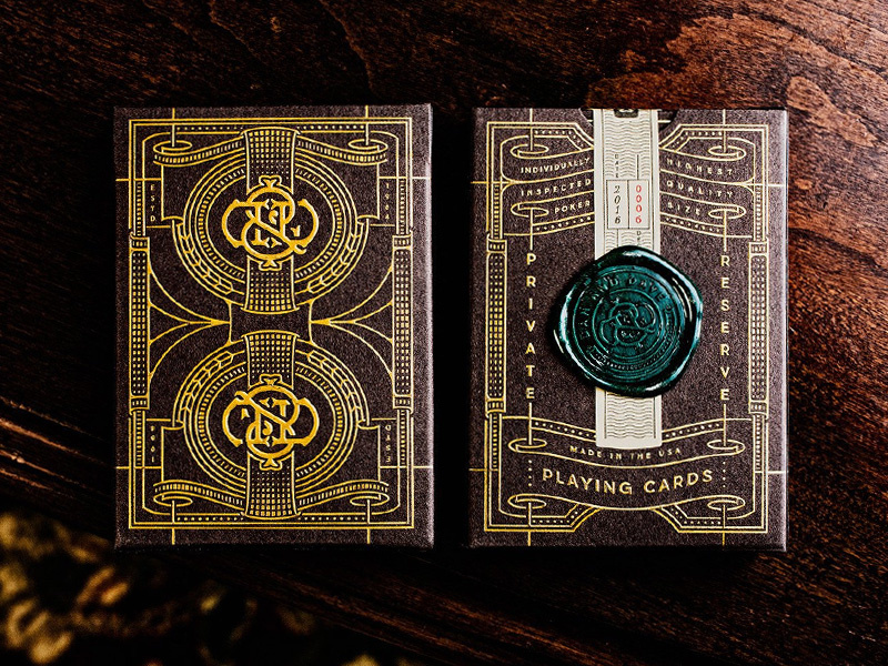 Dan and Dave Private Reserve playing cards typography luxury tuck case embossing hot foil wax seal vector pattern design illustration playing cards