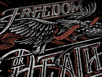 Freedom or Death american americana custom eagle flag hand drawn illustration lettering serif typography vintage