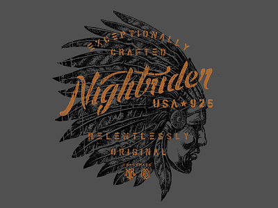 Relentless americana chief custom hand drawn indian lettering script stencil typography vintage