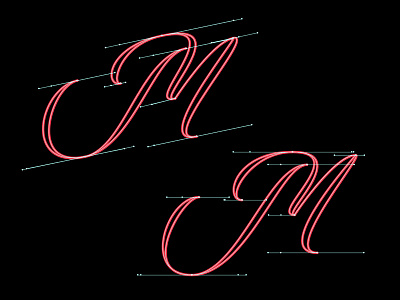 Bezier experimentation bezier custom hand drawn handles lettering m script typography vector