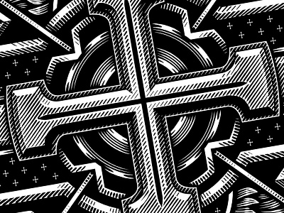 Linework black and white design detail etching hand drawn illustration line work vector woodcut
