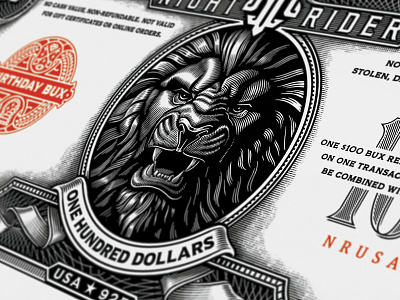 Making money now 😊 american branding crests currency dollar hand drawn illustration lettering line work lion typography vintage woodcut