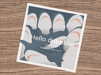 Hello Dribbble! animal character first shot hello ikea illustration photo polaroid shark