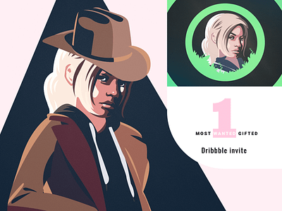 Invite dribbble | Girl detective 2020 blonde character design detective dribbble dribbble invite girl graphic design hat hello illustration illustrator invite invites most wanted ui