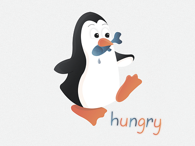 Penguin sticker №1 🐧🔥 (hungry) | Day 1 2020 animal animals branding character cold design emotion fish hungry ice illustration illustrator logo penguin show sticker texture