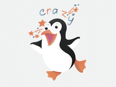 Penguin sticker №3 🐧🔥 (crazy) | Day 3 2020 animal animals branding character cold crazy design emotion ice illustraion illustrator logo mad madness penguin show star stars sticker