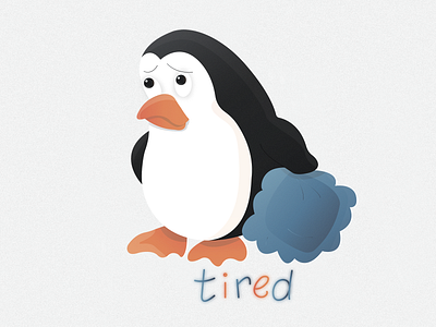Penguin sticker №4 🐧🔥 (tired) | Day 4 2020 animal animals branding character cold design emotion fatigued ice illustration illustrator logo overworked penguin pillow show sleep sticker tired