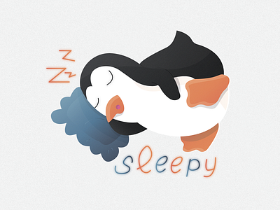 Penguin sticker №7 🐧🔥 (sleepy) | Day 7 2020 animal animals branding character cold design emotion ice illustration illustrator logo penguin pillow show sleep sleepy sticker zzz
