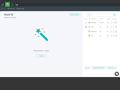 Stack A.I. Engine running 2/3 a.i. artificialintelligence autostack ibm watson magic wand minimalistic ui simple space management stack stacking