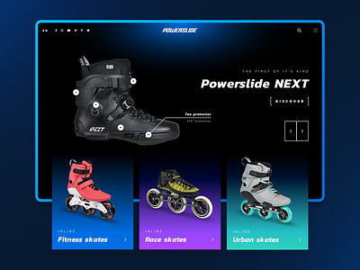 Powerslide Homepage Redesign Concept 7ninjas concept dark design ecommerce home homepage landing layout light modern page product redesign sketch sport sports theme ui website