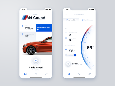 BMW Connected App Concept 7ninjas air condition app assistance audi automotive bmw car control interaction location mercedes mobile picker remote temperature tesla thermometer vehicle volkswagen