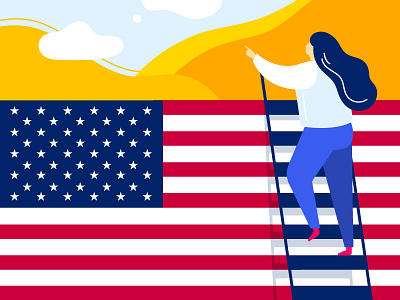 What's there in USA? america climb country desert flag girl stairs united states usa