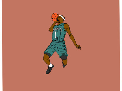 Baron Davis basketball charlotte dunk illustration nba