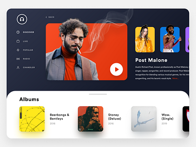 Music Streaming Dashboard | Web App Design billie eilish branding childish gambino design music music app music player post malone seattle spotify streaming ui ux website