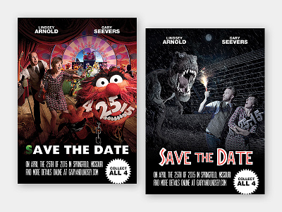 save the date 01 invite jurassicpark movies muppets postcard print savethedate weddinginvite