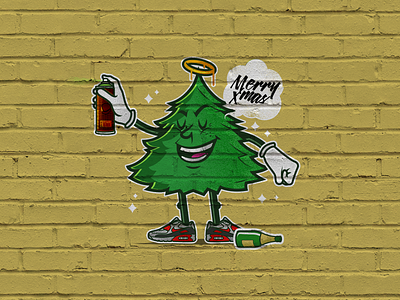 Xmas tree character christmas graffiti illustration mtn nike sneaker spraypaint tree xmas