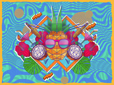 CocoLoco cartoon character design coctail exotic flyer ibiza illustration party pineapple tropical