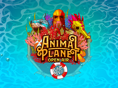 Animal Planet Open Air cartoon character design illustration key visual ocean octopus sea shark underwater water