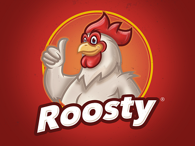Roosty logo animal bird cartoon character design chicken illustration logo mascot rooster