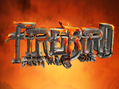 Firebird 3d burn fire firebird letter ligature logo metal steel type typography