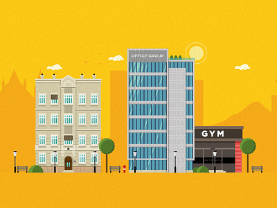 Flat city illustration