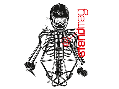 Biker's skeleton bicycle bike downhill frame helmet illustration mtn part skeleton skull