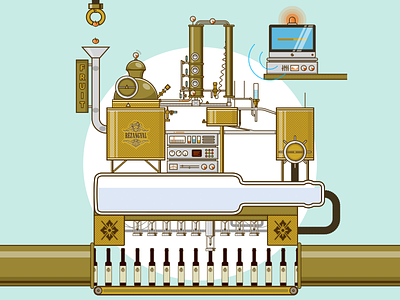Brandy distiller machine brandy circular computer distiller fruit illustration infographic machine robot spirit