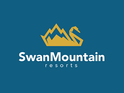 Swan Mountain logo animal branding emblem icon identit logo mark mountain pictogram swan