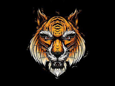 Tiger head illustration angry animal head illustration portrait procreate tiger wild wildlife zoo