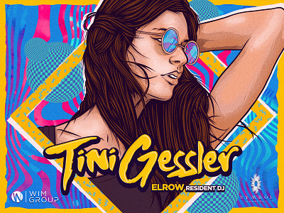 Tini Gessler portrait elrow event flyer illustration part portrait poster procreate tech house tini gessler