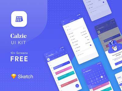 Calzie smart Calendar App UI Kit 🔥 calendar app calendar design freebies ios app ios freebie iphone x sketch file task management to do task app ui kit