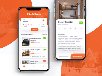 ZostelRoom Booking App booking booking app concept dorm booking. homepage homestay hostels hotel app hotel booking hotels house iphone xs product page room room booking travel app zostel room app