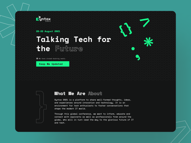 Syntax 2021 - Event Landing Page event event page kathmandu landing page nepal syntax tech event website