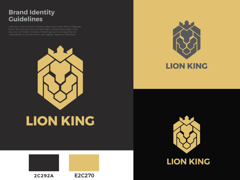 Lion King brand branding crest crown head king lion logo luxury professional royal.