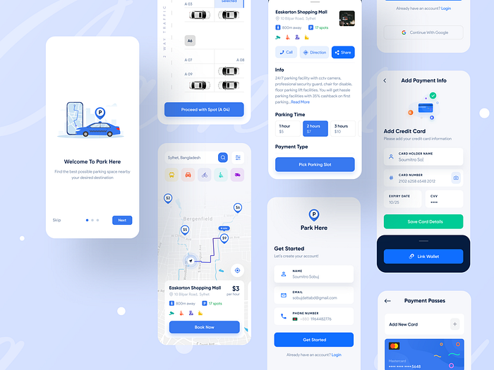 Parking Finder App UI/UX Case Study by S. Datta 💯🔥 for Twinkle on Dribbble