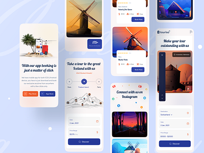 Touriso - Tour & Travel Website Design (Responsive Version) 🔥❤️ best designer best shot creative creative design designer dribbble best shot ios android interface landing page design minimal clean new trend mobile app mobile app design mobile design mobile ui modern modern design popular trending graphics responsive top trending design trending ui