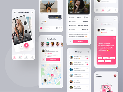 Dating App Exploration 👫❤️ all app design creative design dating app design dribbble best shot graphic design ios android interface love minimal clean new trend modern design pink popular shot popular trending graphics