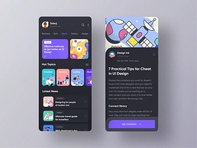 News App Exploration app design application design best app design black ui blog app clean design creative design dark ui designer dribbble best shot graphicsdesign illustration interfacedesign ios app ios app design modern news app trending design trendy uxui