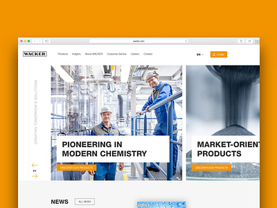 Industry Website // WACKER Chemie AG Redesign chemical chemical industry helvetica industry slide technology uiux webdesign website