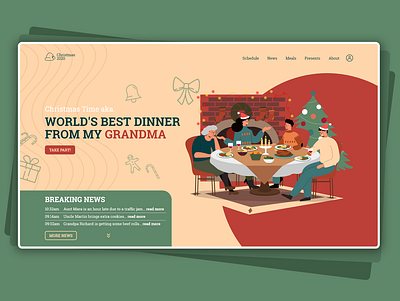 Christmas Website Intro - Dribbble Christmas Playoff 2020 christmas christmas party christmas tree dinner event app family illustration uidesign uiux uxdesign webdesign