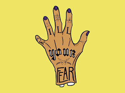 Kill Your Fear bone finger hand hand lettering illustration knife lettering letters quote tattoo tattoos typography