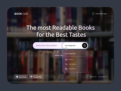 "BOOK Café" Web Book Store Landing Concept book concept design idea landing logo store ui ux vector web webdesign