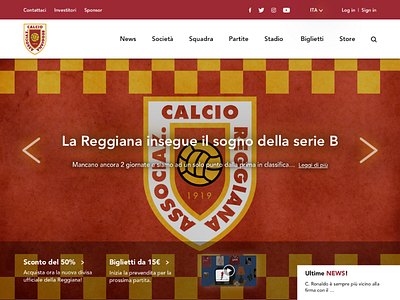 A.C. REGGIANA - Homepage redesign calcio football homepage layout redesign reggiana soccer team