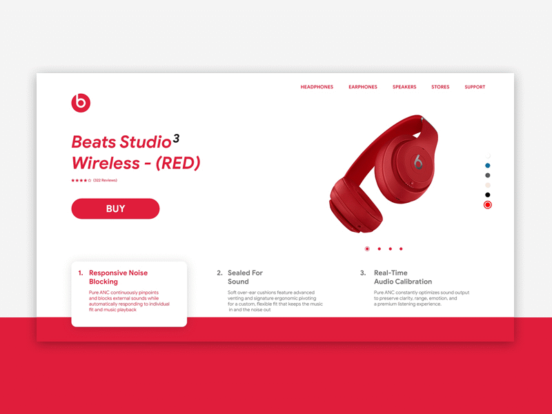 Beats...! aniamtion beats by dre headphones red sound ui ux design ui animation ux animation ux design website concept