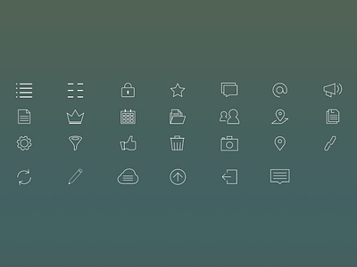 Icon set for mobile navigation