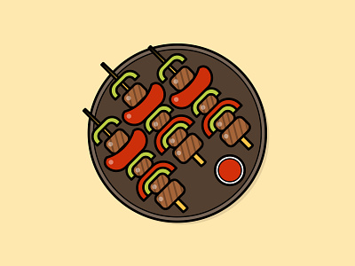 #44 Kebabs 100daysofillustration 100daysofillustrationrp food illustration illustrator ipad kebab kebabs ketchup meal procreate yum