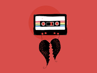 Sad Heart Mixtape 💔 1980s feelings illustration mixtape procreate retro tech