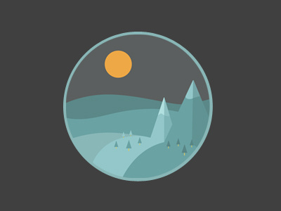 Forest Hills artwork icon landscape moon nature orange sun vector