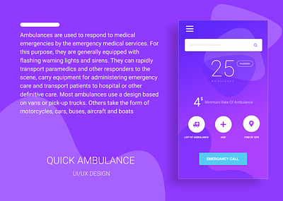 Quick Ambulance UI/UX Design application design figma figmadesign uidesign uiux