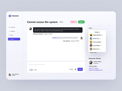 Helpdesk – Customer Support agents branding chat communication customer design support tickets ui